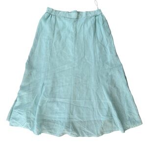Vintage 90s polyester Blue Teal Green A Line Midi Skirt Double Layer Flowy Sz sm